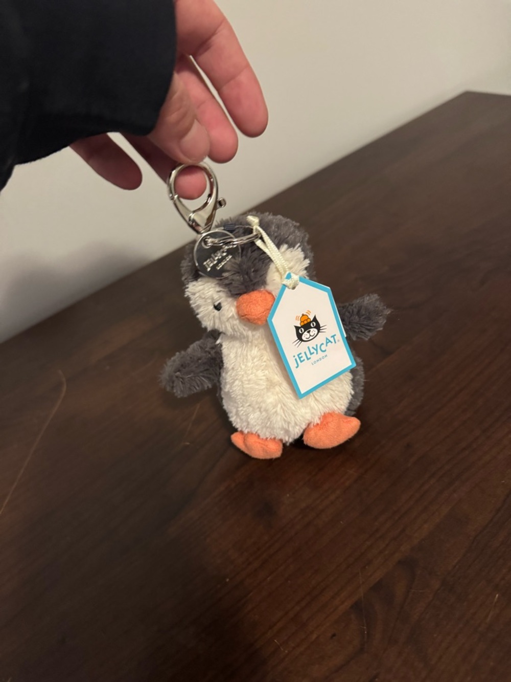 Jellycat Gray, White & Orange Penguin Bag Charm